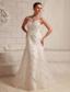 Sequins Over Bodice Sweetheart A-line Wedding Dress With Court Train Organza and Satin