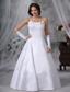 Mason City Iowa Embroidery Decorate Bodice Straps Floor-length Ball Gown Satin Modest Style Wedding Dress For 2013