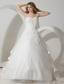Simple A-line Straps Brush Train Organza Hand Made Flowers Wedding Dress