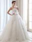 Romantic A-line One Shoulder Floor-length Tulle Beading and Hand Made Flowers Wedding Dress