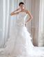 Fashionable Princess Strapless Court Train Organza Beading and Ruch Wedding Dress