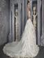 White A-Line/Princess Strap cathedral Train Taffeta Beading Wedding Dress