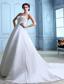 Unique A-line Sweetheart Court Train Satin Ruch and Beading Wedding Dress
