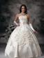Classical Ball Gown Strapless Floor-length Satin Appliques Wedding Dress