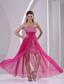 High-low Paillette Over Skirt Hot Pink Prom Cocktail Dress With Sweetheart