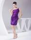 Beading Decorate One Shoulder Mini-length Purple Sequin Prom Dress For 2013