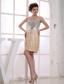 Paillette Column Sweetheart Knee-length Taffeta Prom Dress Gold