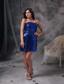 Blue Column Strapless Mini-length Beading Sequin Prom Dress