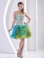 Multi-color Ruched Layered Beaded Decorate Bust Prin Homecoming Dress Party Style