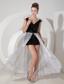 Black Column V-neck Mini-length Sequin Detachable Prom Dress