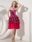 Red Column Sweetheart Knee-length Chiffon and Sequin Prom Dress