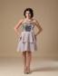 Grey A-line Sweetheart Mini-length Chiffon Sequin Prom Dress