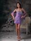 Purple Column Straps Mini-length Taffeta Beading Prom Dress
