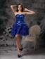 Blue Ball Gown Sweetheart Mini-length Organza Beading Prom / Homecoming Dress