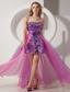 Purple and Pink Column Strapless High-low Sequin and Chiffon Prom Dress