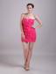 Hot Pink Column/Sheath Strapless Mini-length Chiffon Beading Prom Dress