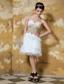 White Column Sweetheart Knee-length Beading Prom Dress