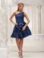Modest Navy Blue Prom / Cocktail Dress For 2013 One Shoulder Mini-length Gown