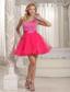 One Shoulder Beaded Decorate Bust Sweet Prom Dress With Hot pink In Texas