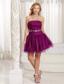 Custom Made Purple A-line Homecoming Dress And Gown WithTulle Beading in Summer
