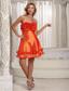 Orange Red Hand Made Flowers A-line Custom Made Prom Dress With Taffeta