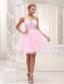Beaded Up Bodice Lovely Baby Pink Prom / Homecoming Dress Strapless With Mini-length