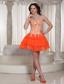 Appliques Decorate Orange Sweetheart Lace-up Prom Dress With Mini-length