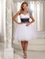One Shoulder A-line White Prom Homecoming Dress Hand Made Flower