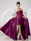 Fuchsia Column Strapless Floor-length Chiffon Appliques Prom Dress