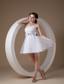 White A-line Strapless Mini-length Organza Hand Made Flowers Prom / Homecoming Dress