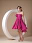 Hot Pink Empire Strapless Mini-length Chiffon Hand Made Flowers Prom / Homecoming Dress