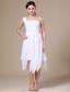 Yakutat One Shoulder White Prom Dress With Asymmetrical Appliqueas Decorate