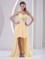 High-low Sweetheart Beaded Light Yellow Chiffon Detachable Prom / Homecoming Dress For Customer Made