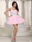 Baby Pink A-line Sweetheart Mini-length Organza Appliques Prom Dress