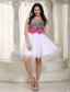White A-line Sweetheart Knee-length Leopard and Tulle Bow Prom Dress