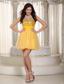 Yellow A-line Sweetheart Mini-length Chiffon and Organza Sequins Prom Dress