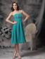 Turquoise Empire Strapless Knee-length ChiffonBeading Prom Dress