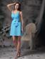 Aqua Blue Empire Straps Mini-length Chiffon Bowknot Prom / Homecoming Dress
