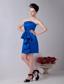 Royal Blue Column Strapless Mini-length Satin Ruch Prom / Homecoming Dress