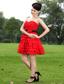 Red A-line Sweetheart Mini-length Chiffon Hand Made Flower Prom / Homecoming Dress