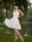 White Empire V-neck Mini-length Chiffon Ruch Prom / Homecoming Dress