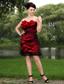 Red Column Strapless Mini-length Tulle Hand Made Flowers Prom / Homecoming Dress