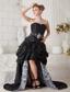 Black A-line Sweetheart High-low Prom Dress Taffeta Ruch and Beading