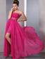 Hot Pink Column Sweetheart Floor-length Chiffon Beading Prom Dress