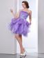 Lavevder A-line One Shoulder Mini-length Organza Beading Prom Dress