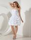 White A-line / Pricess Straps Mini-length Taffeta Beading Prom / Homecoming Dress