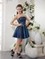Navy Blue A-line Strapless Short Taffeta Pleat Bridesmaid Dress