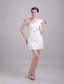 White Column/Sheath One Shoulder Mini-length Chiffon And Taffeta Rhinestone Prom / Homecoming Dress