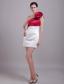 White and Wine Red Column/Sheath One Shoulder Mini-length Taffeta Hand Flower Prom / Homecoming Dress