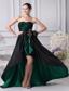Black and Green Sweetheart Bowknot High-low Prom Dress